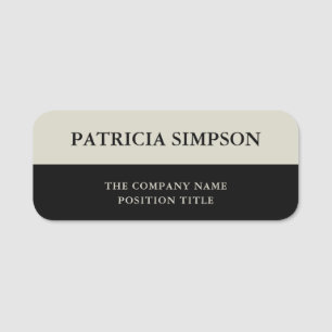 Modern Black And Beige Ecru For Corporate Events Name Tag