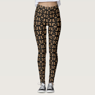 Modern Black and Beige Leggings