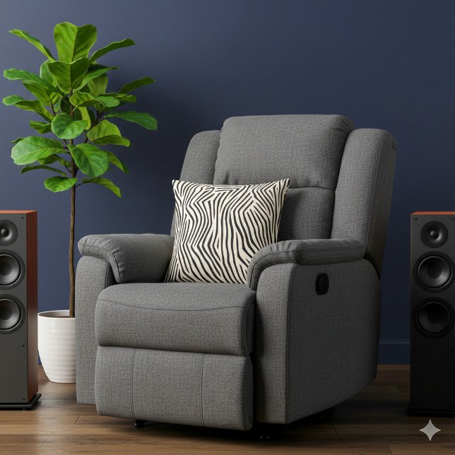 Modern Black and Beige Striped Cushion (Modern Black and Beige Striped Throw Pillow)