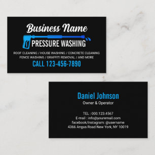 Modern Black and Blue Pressure Washer Business Card