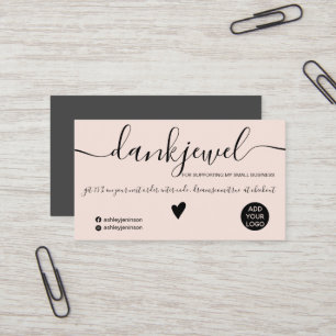 Modern black and blush order Dutch thank you Business Card