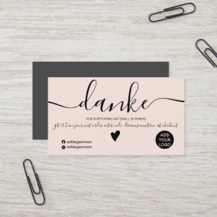 Modern black and blush order German thank you Business Card