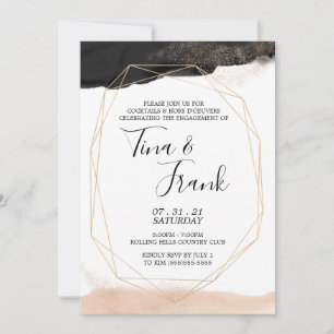 Modern Black and Blush Pink Invitation