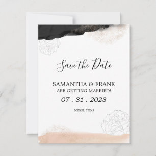 Modern Black and Blush Pink Save the Date