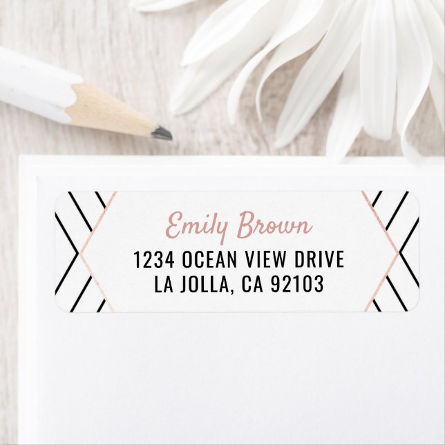 Modern Black and Blush Return Address Labels (Insitu)
