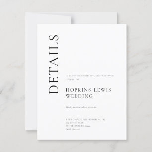 Modern Black and Blush Wedding Details Invitation