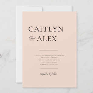 Modern Black and Blush Wedding Invitation