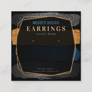 Modern Black And Bronze Jewelry Display Packaging Square Business Card
