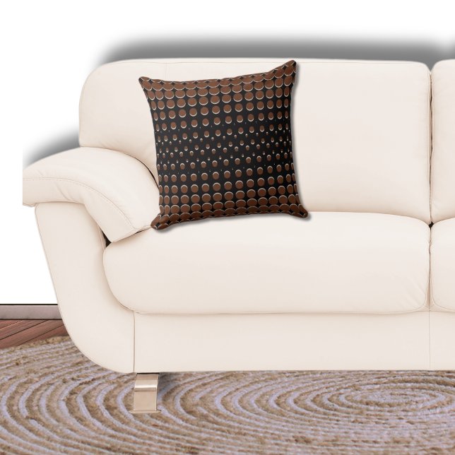Modern Black and Brown Halftone Dots Cushion (Creator Uploaded)