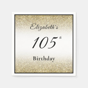 Modern Black and Gold 105th Birthday Party Custom Napkin