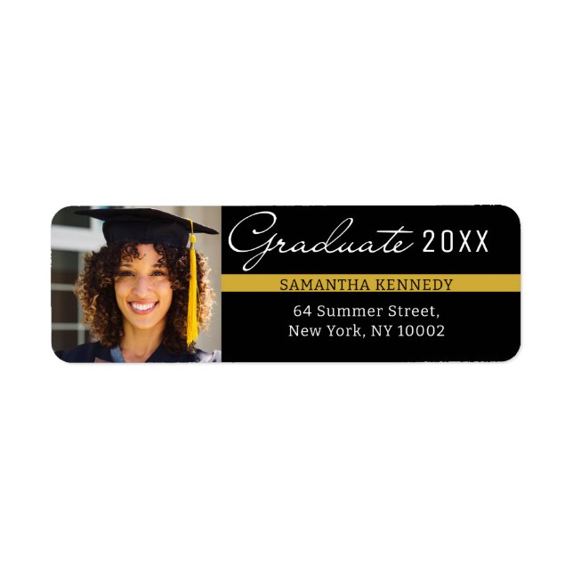 Modern Black and Gold 2025 Graduation Photo  (Front)