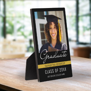 Modern Black and Gold 2025 Graduation Photo  Plaque