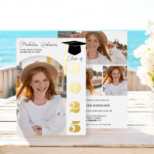 Modern black and gold 4 photos Graduation