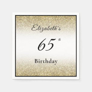 Modern Black and Gold 65th Birthday Party Custom Napkin