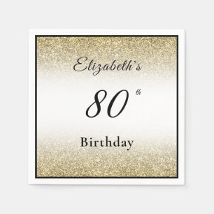 Modern Black and Gold 80th Birthday Party Custom Napkin