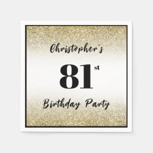 Modern Black and Gold 81st Birthday Party Custom Napkin