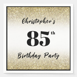 Modern Black and Gold 85th Birthday Party Custom Napkin