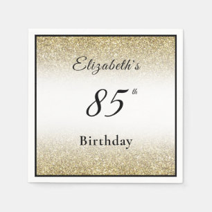 Modern Black and Gold 85th Birthday Party Custom Napkin