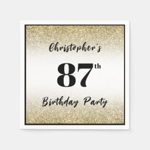 Modern Black and Gold 87th Birthday Party Custom  Napkin