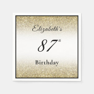 Modern Black and Gold 87th Birthday Party Custom Napkin