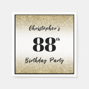 Modern Black and Gold 88th Birthday Party Custom  Napkin