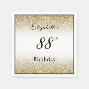Modern Black and Gold 88th Birthday Party Custom Napkin