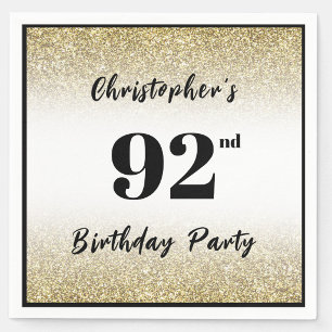 Modern Black and Gold 92nd Birthday Party Custom Napkin
