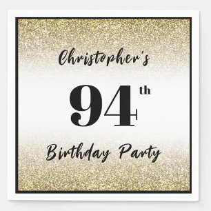 Modern Black and Gold 94th Birthday Party Custom Napkin