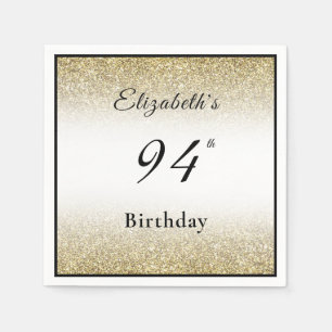 Modern Black and Gold 94th Birthday Party Custom Napkin