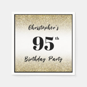 Modern Black and Gold 95th Birthday Party Custom  Napkin