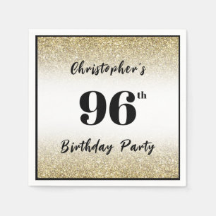 Modern Black and Gold 96th Birthday Party Custom Napkin