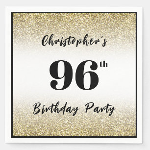 Modern Black and Gold 96th Birthday Party Custom Napkin