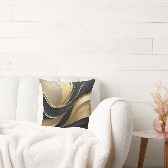 Modern Black and Gold Abstract Luxury- Cushion (Couch)
