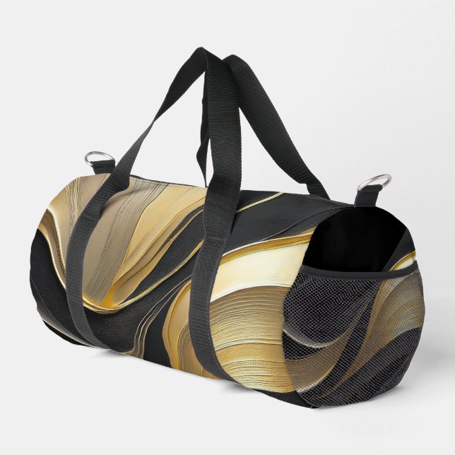 Modern Black and Gold Abstract Luxury- Duffle Bag (Right Corner)