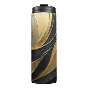 Modern Black and Gold Abstract Luxury- Thermal Tumbler