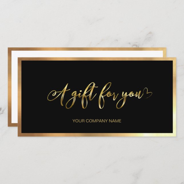 Modern Black And Gold Add Logo Gift Certificate (Front/Back)