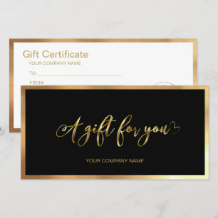 Modern Black And Gold Add Logo Gift Certificate