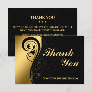 Modern Black and Gold Business  Thank You Card