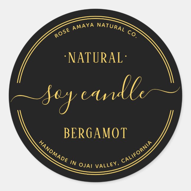 Modern Black And Gold Candle Beauty Spa Label (Front)