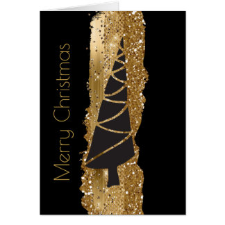 Modern Black and Gold Christmas Tree Card