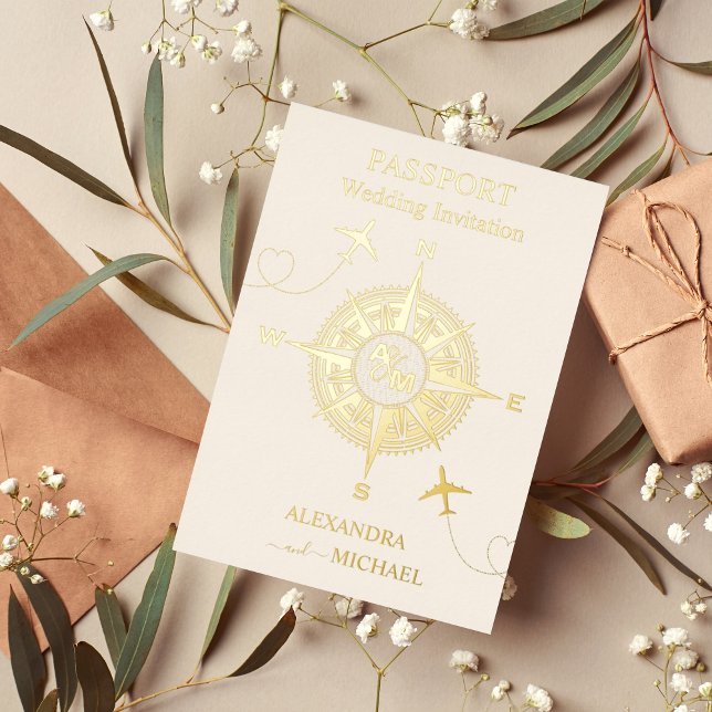 Modern Black and Gold Destination Passport Wedding (Creator Uploaded)