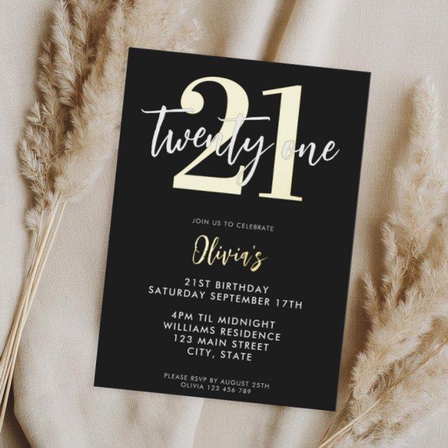 Modern Black and Gold Elegant 21st Birthday (Creator Uploaded)