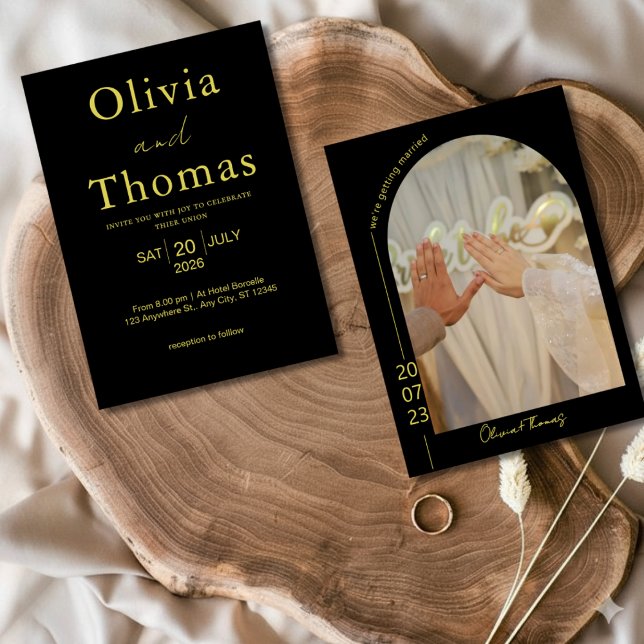 Modern Black and Gold Elegant Wedding Invitation  (Creator Uploaded)