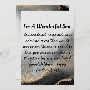 Modern Black and Gold Fathers Day For Son Holiday Card