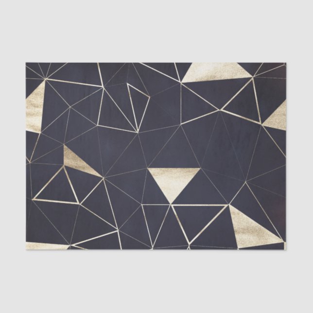 Modern Black and Gold Geometric Tissue Paper (Front)