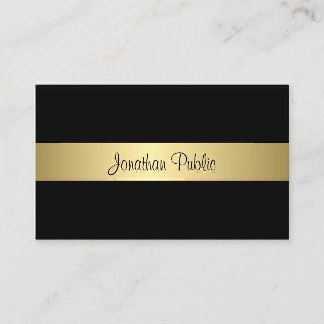 Modern Black And Gold Glam Charming Plain Business Card (Front)