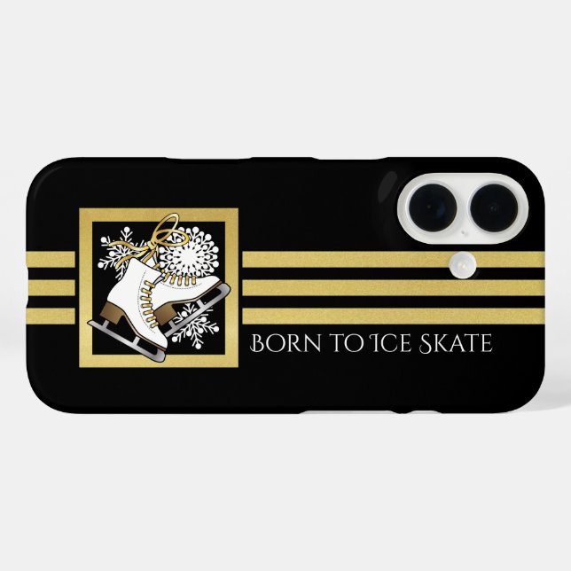 Modern Black and Gold Glitter Ice Skating Case-Mate iPhone Case (Back (Horizontal))