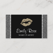 Modern Black and Gold Glitter Lipstick Make Up