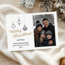 Modern Black and Gold Hand-Drawn Family Photo