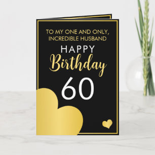 Modern Black and Gold Husband 60th Birthday Card